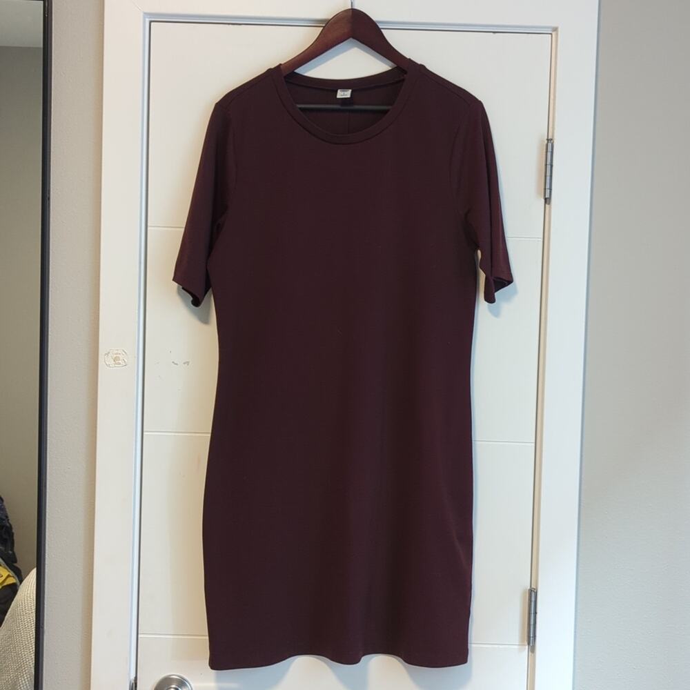 Old Navy Tall Maroon Burgundy Wine Shift Dress Size L Large LT